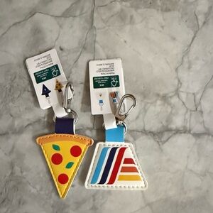 ALDI Quarter Holder Vibrant Pizza and Stripes Keychain Set- sold as a pair.